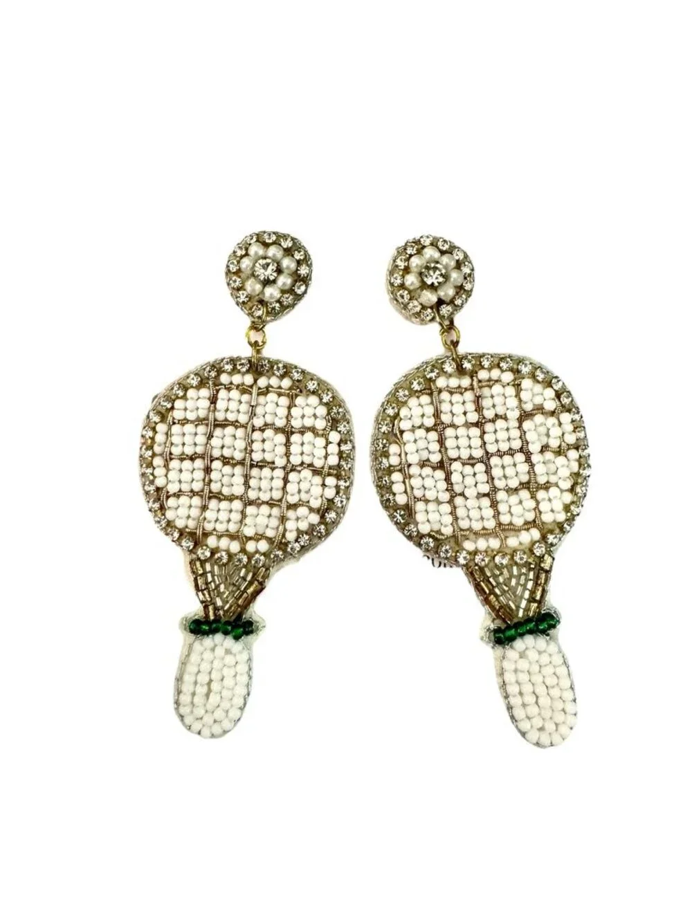 Tennis Racquet Beaded Earrings NEW